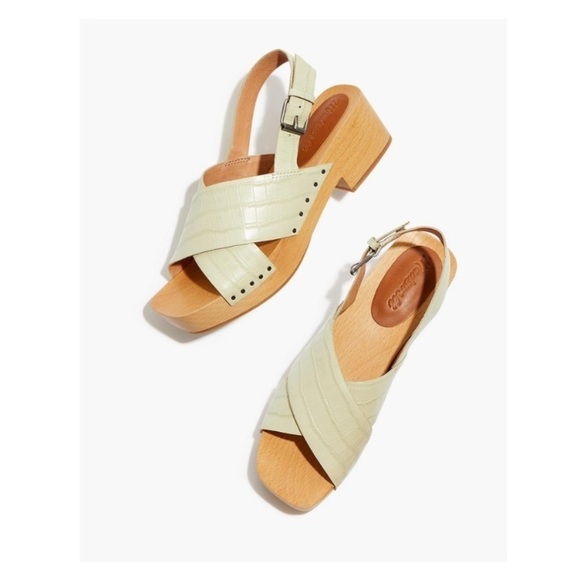 Madewell The Farrah Clog Sandals Croc Embossed Open Toe Slingback sz 7 - Picture 2 of 10